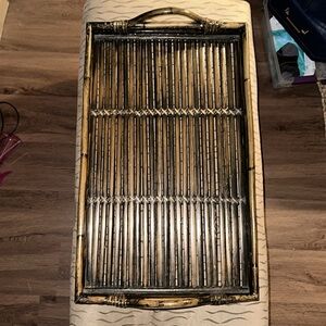 Rattan tray with handles